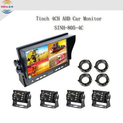 7 inch AHD  4CH  Car Monitor Vehicle Truck Night Vision Rear View Camera