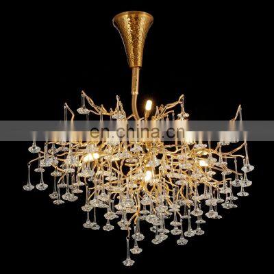 Simple Living Room Restaurant Branch Chandelier Art Glass Led Hanging Light