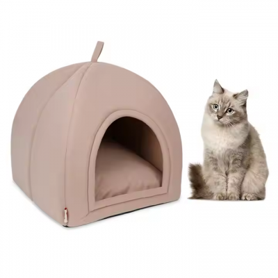 Meow Love Multicolor Deluxe Deep Sleep Cat Flap Bed Pink Plush Pet Lgloo Bed Washable Fun Sofa Dog Cat Bed Pet Travel Outdoors photo-3