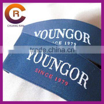 White logo printed customize made black cheap woven screen printed clothing label