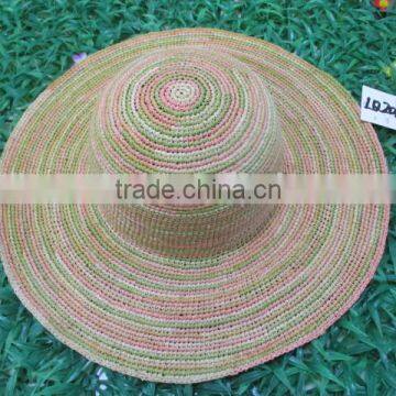 New Fashion Wholesale Ladies Colourful Handweave Straw Floppy Hat photo-3