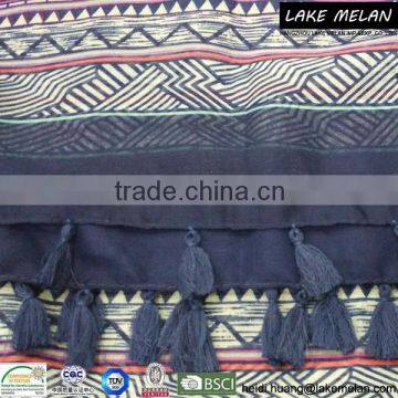 100% Polyester Geometry Printed Woven Scarf With Tassels For SS 16 photo-6