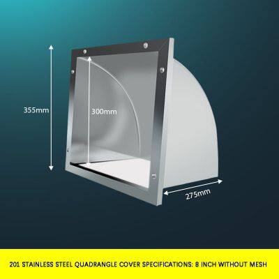 201 Stainless steel quadrangle cover Specifications: 8 inch without mesh