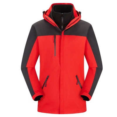 Wholesale Men's and Women's 3-in-1 Waterproof Winter Jacket Breathable Soft Zipper Sealed Red Mountaineering Outdoor Equipment photo-2