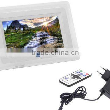 New 7" HD TFT-LCD Digital Photo Picture Frame Alarm Clock MP3 MP4 Movie Player With Light Remote Desktop EU/US Plug photo-3