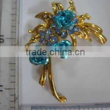 RHINESTONE BROOCH PIN #525, METAL RHINESTONE PINS BLUE/PURPLE/ROSE/RED/CLEAR/YELLOW COLOR