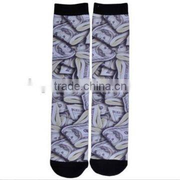 Magnum Graphic Print Stretch Money Stacks Hundreds Bills Sublimated Crew Sock