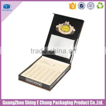 Luxury black color paper print cigar package box with a clear window