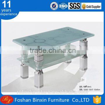 Factory whosale modern F25 rectangular glass coffee table aluminum alloy metal tea table