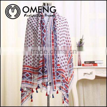 2015 ladies fashion design beach scarves for summer time long tassel beach cover up