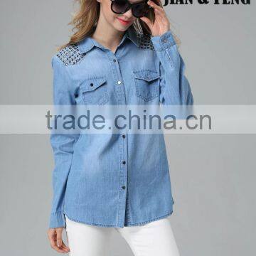 Denim jeans women Adult OEM service dress shirt casual shirt italy style