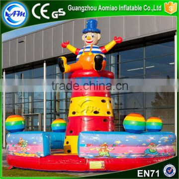 Hot sale kids inflatable floating climbing wall inflatable climbing tower clown for sale