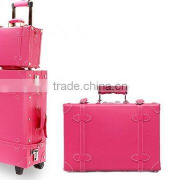 2016 taobao pink sweet luggage set,pc leather mutifunctiontravel suitcase,bonito mala de viagem