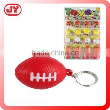 Custom fashion PU keychain promotion rugby keychain American stress ball shape with EN71