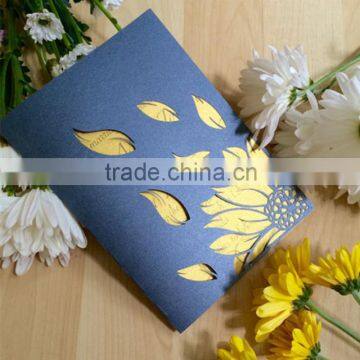 Lovely & handmade navy sunflower laser cut with yellow insert cards