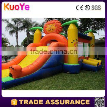 lion bounce castle kids size jumper with slide 0.55mm pvc tarp slide bouncer