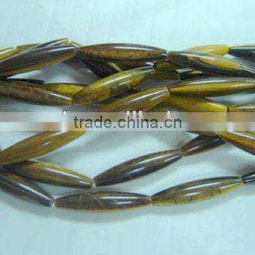 Semi precious stone tiger eye 10*40mm rice beads jewelry