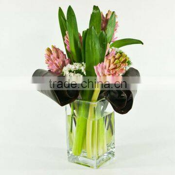 Crystal high quality square customized size glass vase luxury hotel glassware supplier leadfree handblown