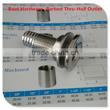 316 Marine Hardware Fitting-1/2" Threaded Thru-Hull Outlet Barb