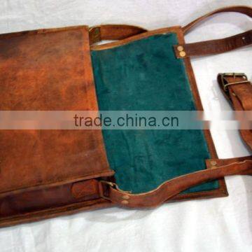 Real Leather Vintage Handmade Messenger Shoulder Cross Body Bag Briefcase Designer Goat Leather Laptop Bag