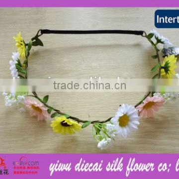 Daisy flower braid elastic hairband