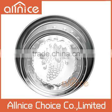 China big round dishes/embossed dinnerware stainless steel round dinner plate