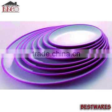 Various style melamine two tone oval shaped dinner plate