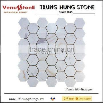 Vietnam Milky White Hexagon Marble Mosaic Tile Polished photo-2