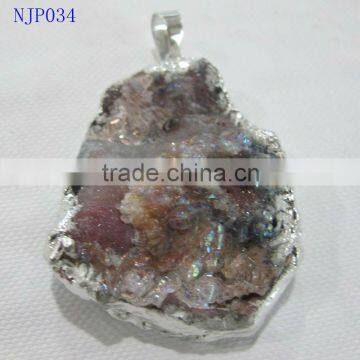 Drusy Sun Agate Pendant Jewelry-NJP034