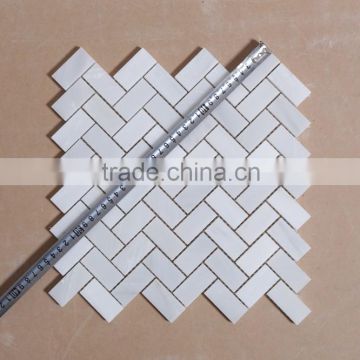 2 inch white herringbone polished marble mosaic tiles for sink