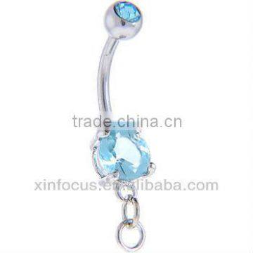 Aqua Double Gem Prong Set ADD ON CHARM Belly Ring Accessories