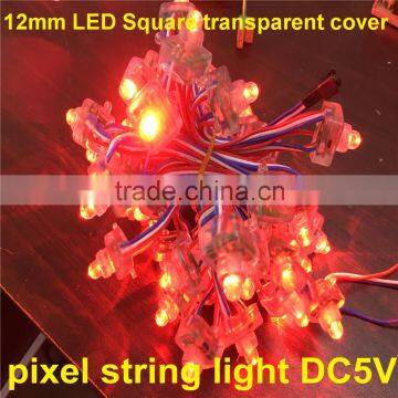 Transparent cover 12mm WS2811 light led pixel,waterproof IP68;DC5V input;full color;50pcs a string,Square Shape                        
                                                                                Supplier's Choice