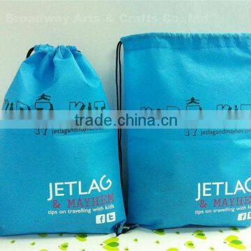 Non woven promotional drawstring shoe bags for shopping