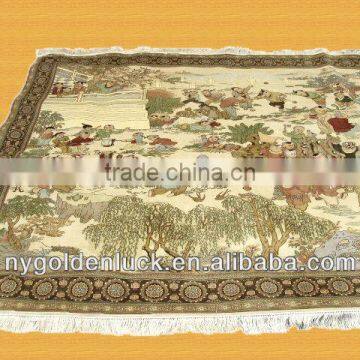 12.5ftx7ft chinese special hundred children handmade 100% silk carpet