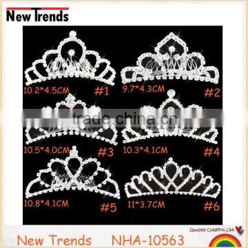 Wholesale elegant rhinestone crown comb crystal tiara hair jewelry for bride