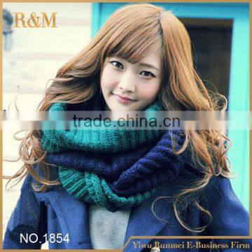 Hot selling knitted infinity scarves two tone infinity scarf