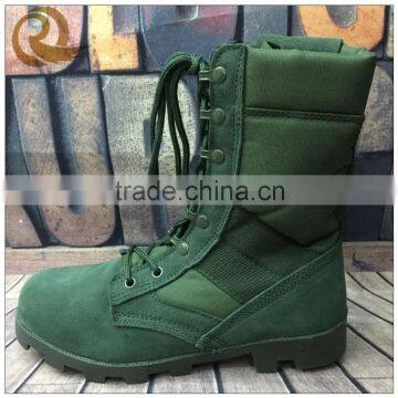 Factory price army green leather upper rubber bottom army combat boots