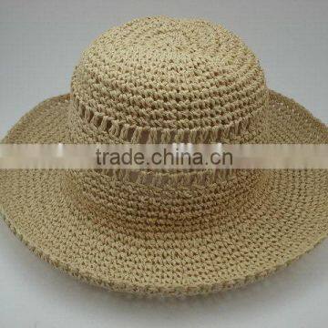 Practical excellent quality wool crochet straw hat