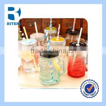 French Glass 250ml Juice Bottle With Straw