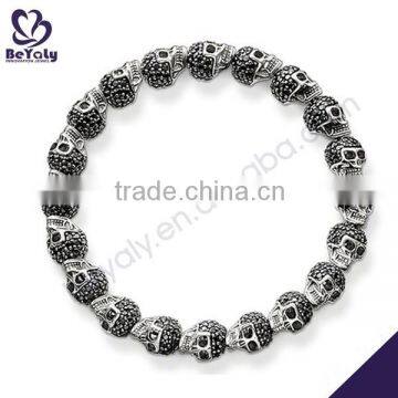 hot sale costume silver jewelry stainless steel skull bracelet