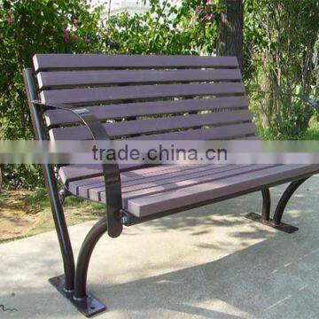 Outdoor HDPE rustic wooden bench with metal legs