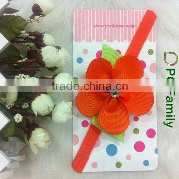 Orange Flower Fold Over Elastic Headband