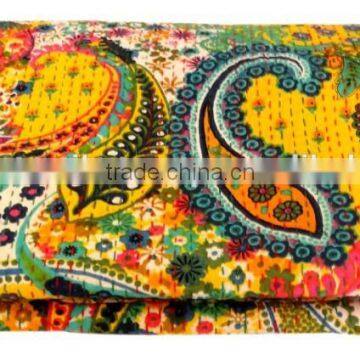 RTHKG-9 Designer Paisley Printed Cotton Fabric Vintage Bedspread Wholesaler Handmade Stitching Gudri Throw Kantha Jaipur photo-2
