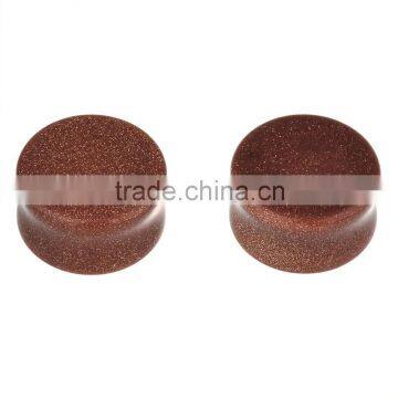 6 Pairs Brown Sand Stone Flesh Tunnel Plug avaible in Various Gauges