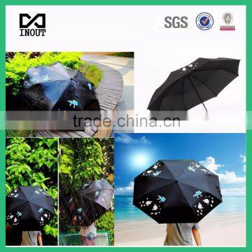 21" 3 folding hot selling all kinds of color changing umbrella