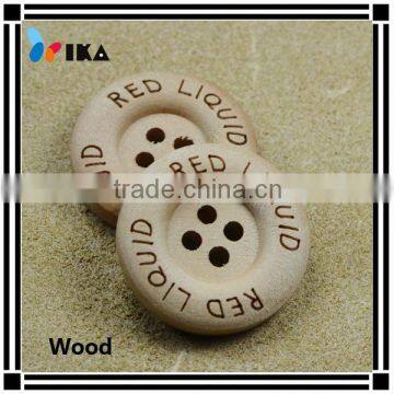custom logo nature 4 holes wood buttons for garments