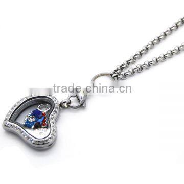 Dongguan manufacturer 316l stainless steel floating memory heart locket necklace wholesale jewelry magnetic heart necklace