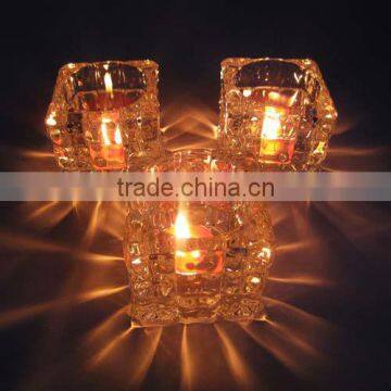 sqaure crystal tea light candle cup holder