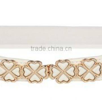 Fashion White pu Slimming Belt Lady With Alloy Flower Fittings Elastic Belt SWF-W15062904