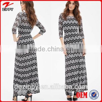 Floral and chevron lace new fashion woman dress maxi long dress